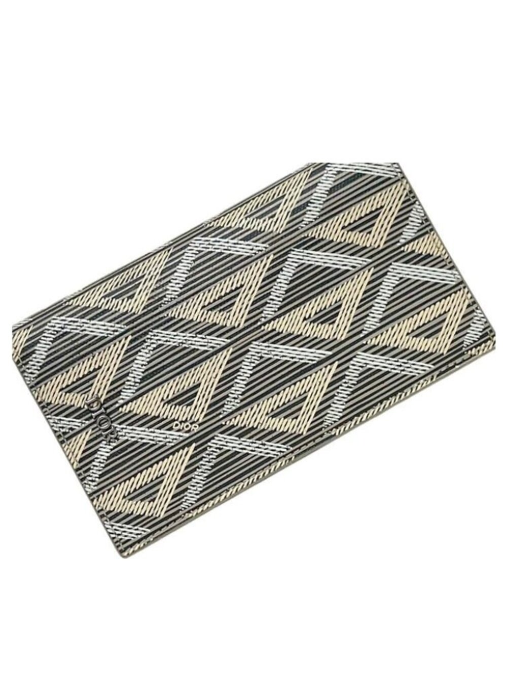 Dior Card Case CD Diamond Leather Gray